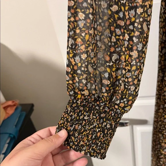 Madewell Long Sleeve Brown Floral Dress size XL - Picture 6 of 10